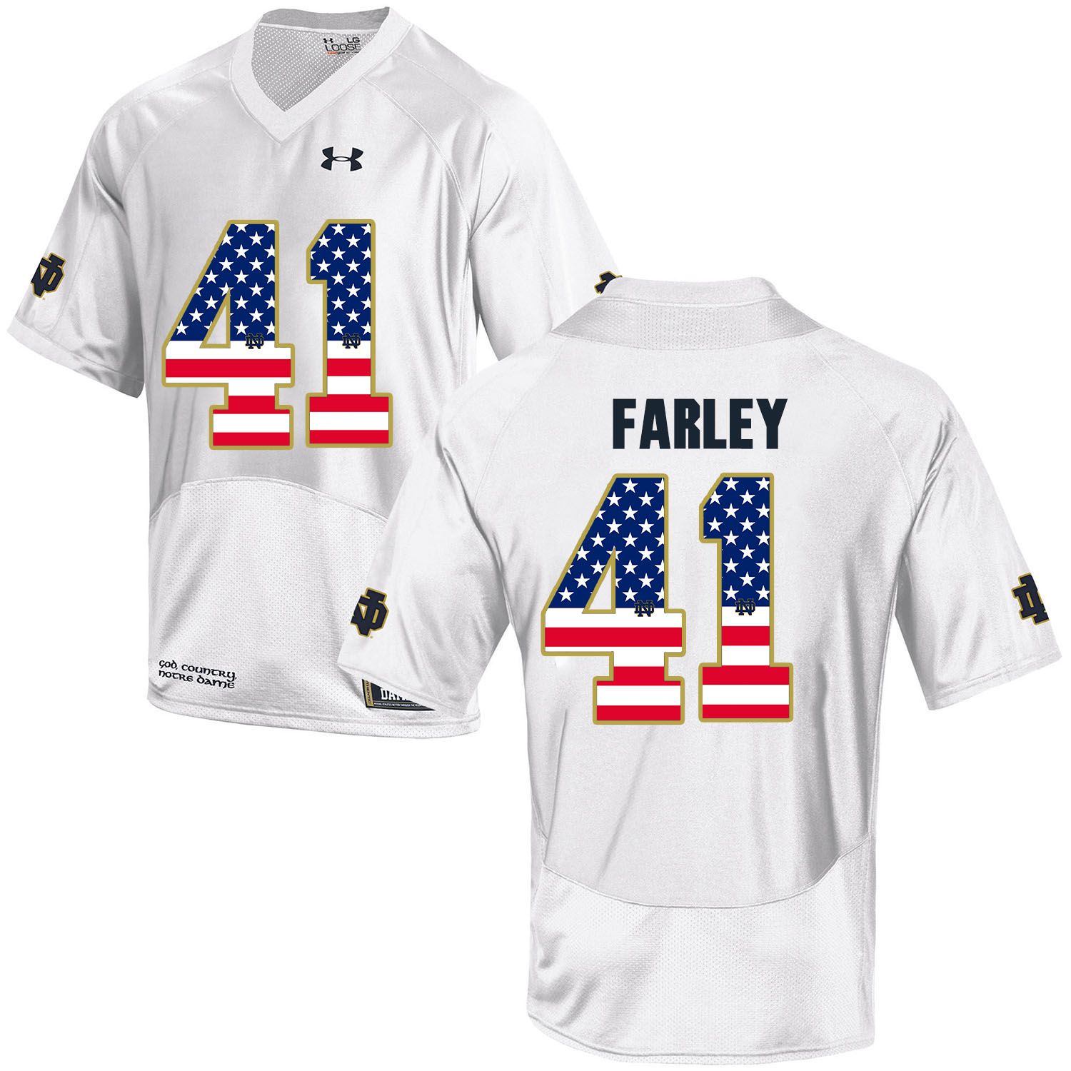 Men Norte Dame Fighting Irish #41 Farley White Flag Customized NCAA Jerseys
